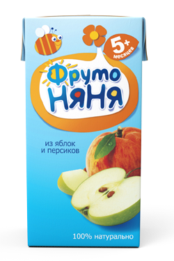 ФрутоНяня  сок Яблоко-персик с мякотью с 5 месяцев, 200 мл