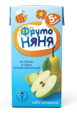 ФрутоНяня сок  Яблоко-груша с мякотью с 5 месяцев,200 мл