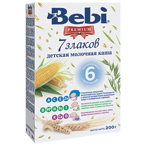 Беби (Bebi Premium) каша 7 злаков с  6 мес. молочная 200гр.