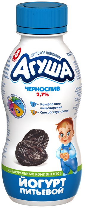 Агуша Йогурт питьевой Чернослив с 8 месяцев 200 гр.
