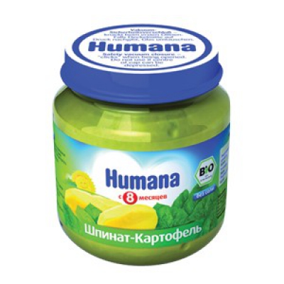 Хумана (Humana) пюре "Шпинат-Картофель" с 8-ми мес. 125гр.