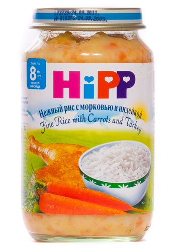 Хипп Нежный рис с морковью и индейкой с 8 мес. 220гр.