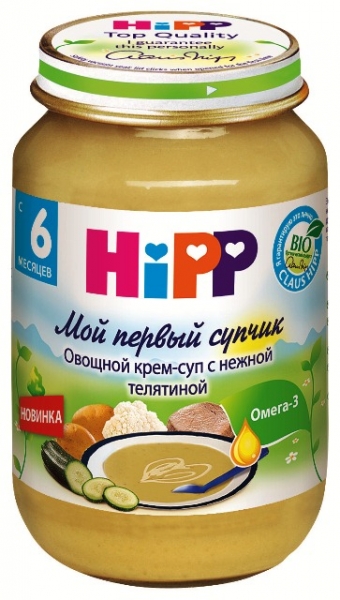 Хипп Овощной крем-суп с нежной телятиной с 6 мес. 190гр.