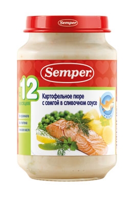 Семпер  (Semper) Картофельное пюре с семгой в сливочном соусе с 12 мес. 190 гр.