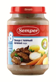 Семпер пюре Овощи с телячьей печенью с 8 мес. 190 гр.