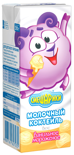 Коктейль молочный Смешарики Ванильное мороженое 2,5% 210г