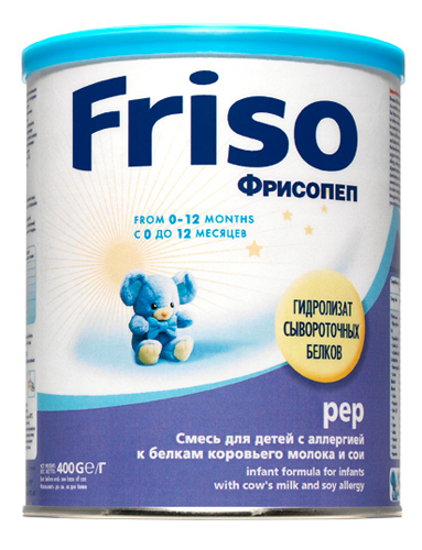 Заменитель Friso Фрисопеп с рождения 400 гр. при аллергии на молоко и сою.