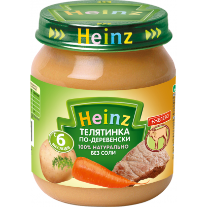 Хайнц Heinz пюре Телятинка по-деревенски с 6 мес. 120 гр.