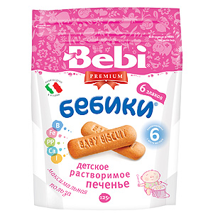 Печенье Bebi Premium "Бебики" 6 злаков с 6 мес. 125 гр.