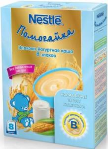 Нестле (Nestle) Каша "Помогайка" Злаково-йогуртная 8 злаков с 8 мес.
