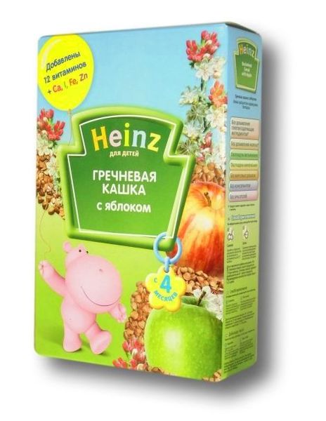 Heinz Хайнц Каша гречневая с яблоком с 4 мес. 200 гр. б/мол.