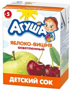 Агуша сок яблоко - вишня осветленный для детей с 5 месяцев 200мл