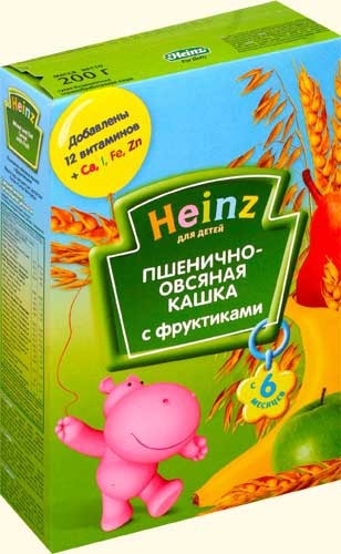 Heinz Хайнц Каша пшенично-овсяная с фруктами с 6 мес. 200 гр. б/мол.