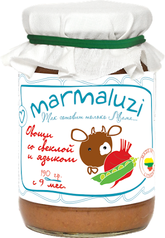 Мармалузи (Marmaluzi) пюре Овощи со свеклой и языком с 9 мес. 190 г