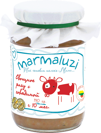 Мармалузи (Marmaluzi) пюре Овощное рагу с говядиной с 10 мес. 190 г