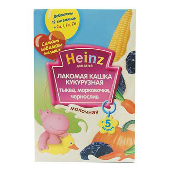 Heinz Хайнц Каша Лакомая кукурузная с тыквой, морковкой и черносливом с 5 мес. 200 гр. мол.