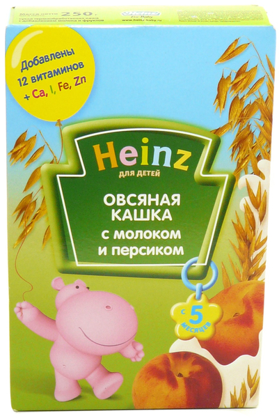 Heinz Хайнц Каша овсяная с персиком и молоком с 5 мес. 250 гр.