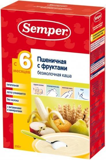 Semper Семпер Каша пшеничная с фруктами с 6 мес. 200 г б/мол.