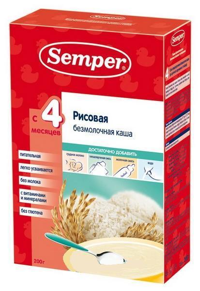 Semper Семпер Каша рисовая с 4 мес. 200 г б/мол.