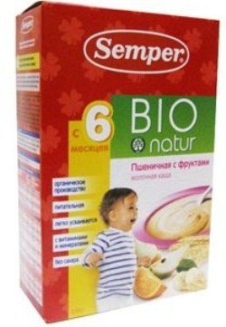 Semper Семпер Каша пшеничная с фруктами BIO Natur 250 г с 6 месяцев