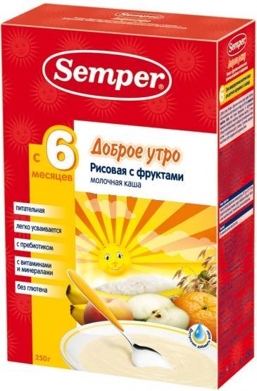 Semper Семпер Каша рисовая с фруктами Доброе утро 250 г с 6 месяцев