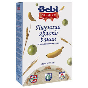 Bebi Беби Premium Каша пшеничная с яблоком и бананном с 6 мес. 250 гр. мол.