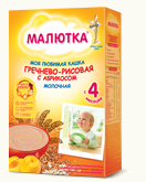 Малютка - каша мол.гречнево-рисовая с абрикосом, с вит. и минералами, 4 мес.