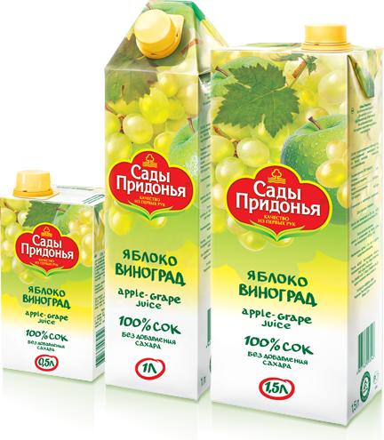 Сады Придонья (new) - (1л) сок яблоко/виноград, с 3 лет