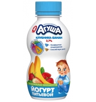 Агуша Йогурт питьевой Клубника-банан 2.7% с 8 месяцев 200 гр.