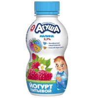 Агуша Йогурт питьевой Малина 2.7% с 8 месяцев 200 гр.